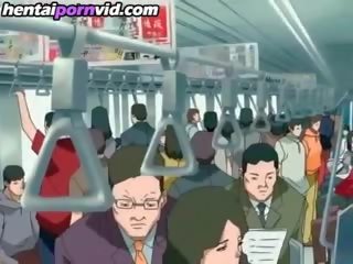 Krūtinga hentai pupytė gauna pakliuvom į metro part5