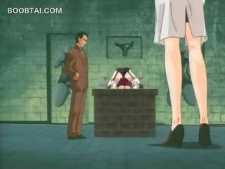 Kjønn prisoner anime jente blir fitte gnidd i undies