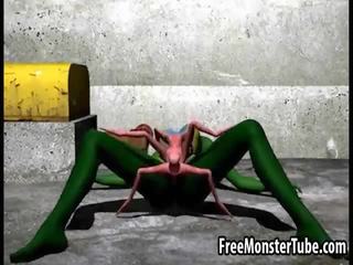 3d kartun alien babeh getting fucked hard by a spider