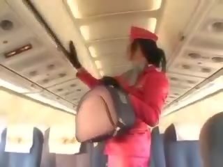 Секси стюардеса смучене хуй преди кунилингус