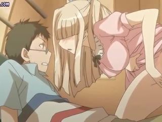 Lascive anime blonde masturbating