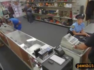 Police Officer Pawns Her Twat And Nailed In The Back Office